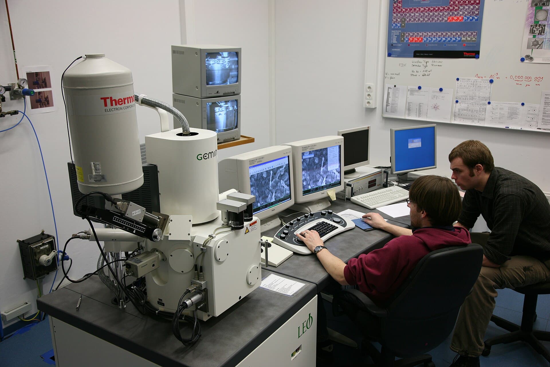 Students working at laboratory equipment
